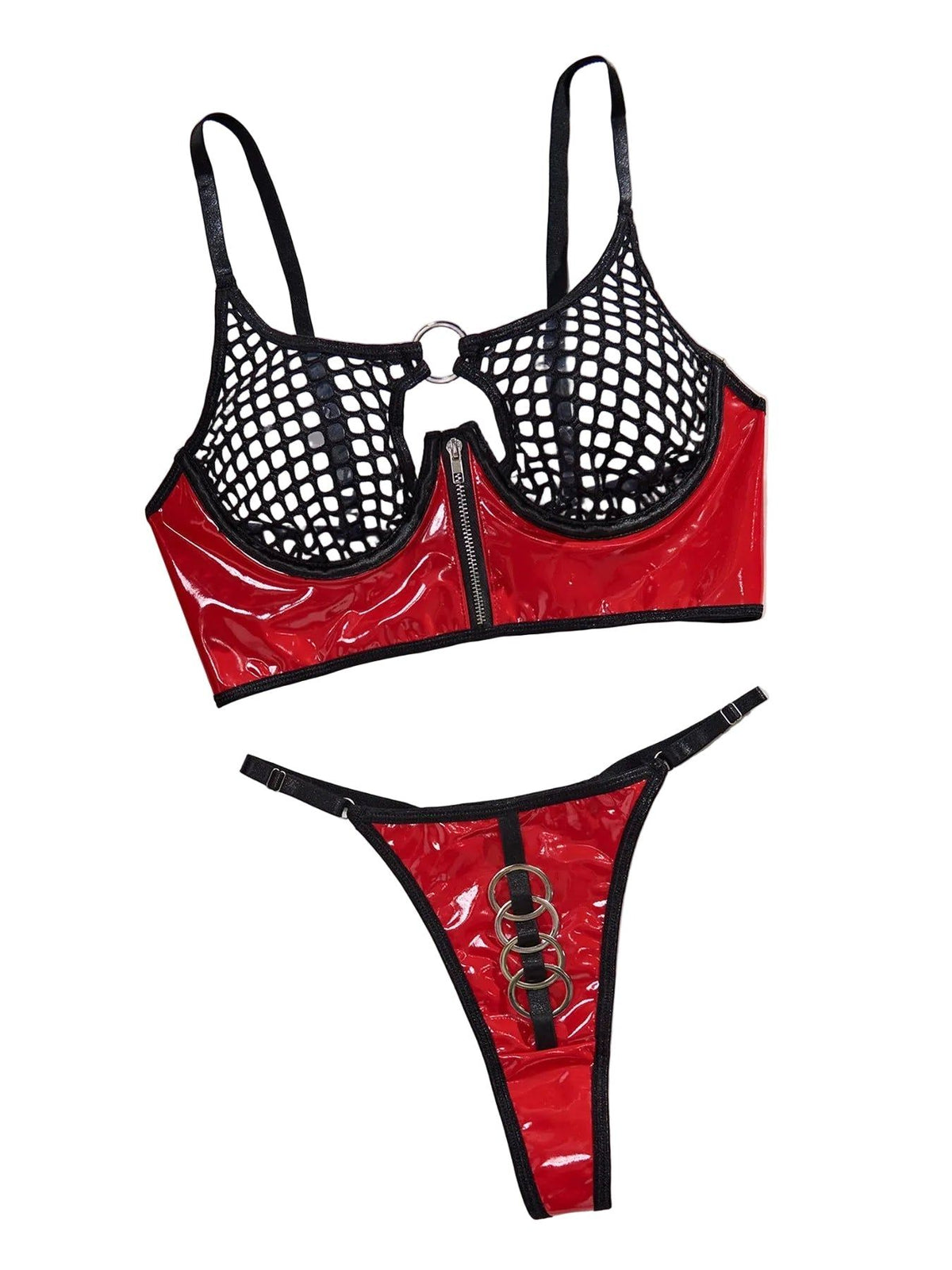 Patent Leather Lingerie Set Black Red S Women's Lingerie unbranded Main image