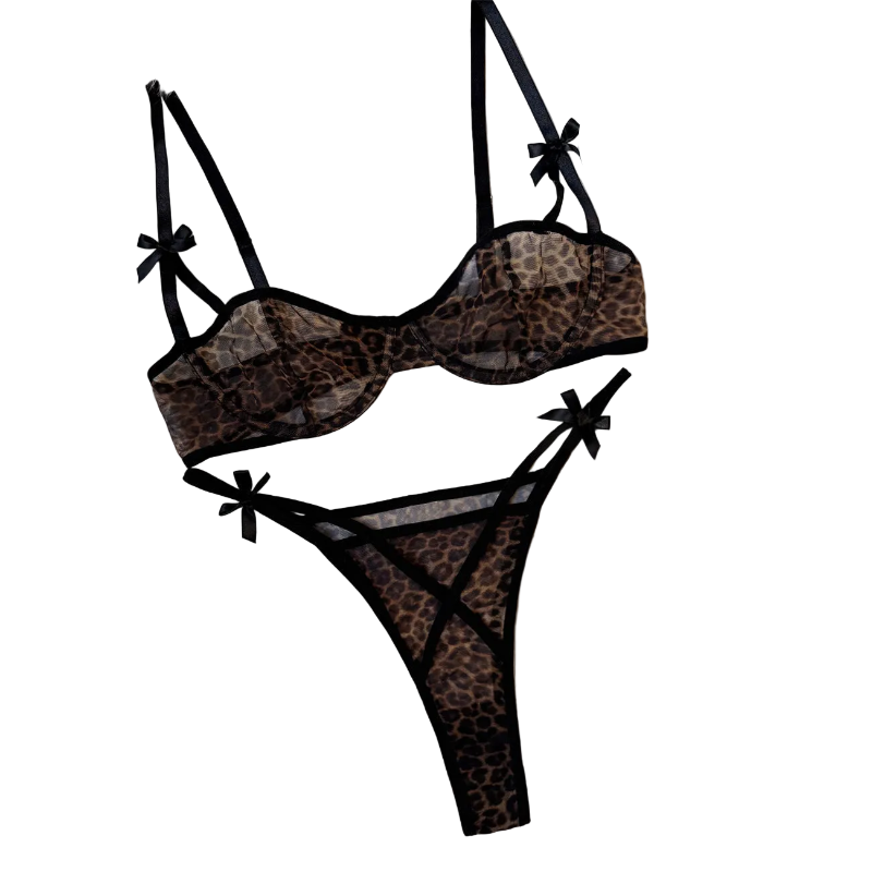 House Of Dasein Leopard Print Lingerie Set M Women's Lingerie House of Dasein Main image