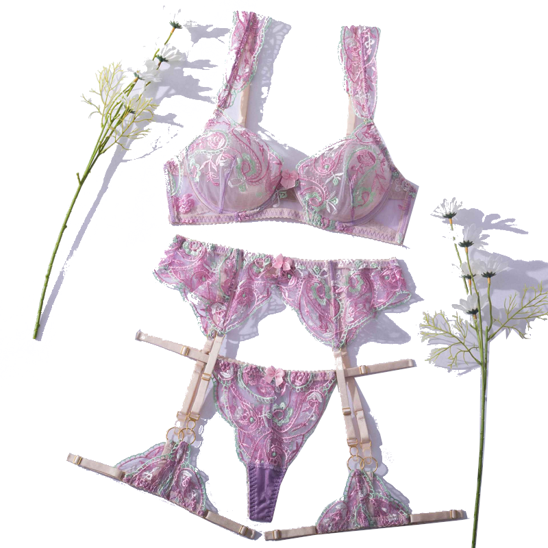 House Of Dasein Floral Lingerie Set Light Purple S Women's Lingerie House of Dasein Main image