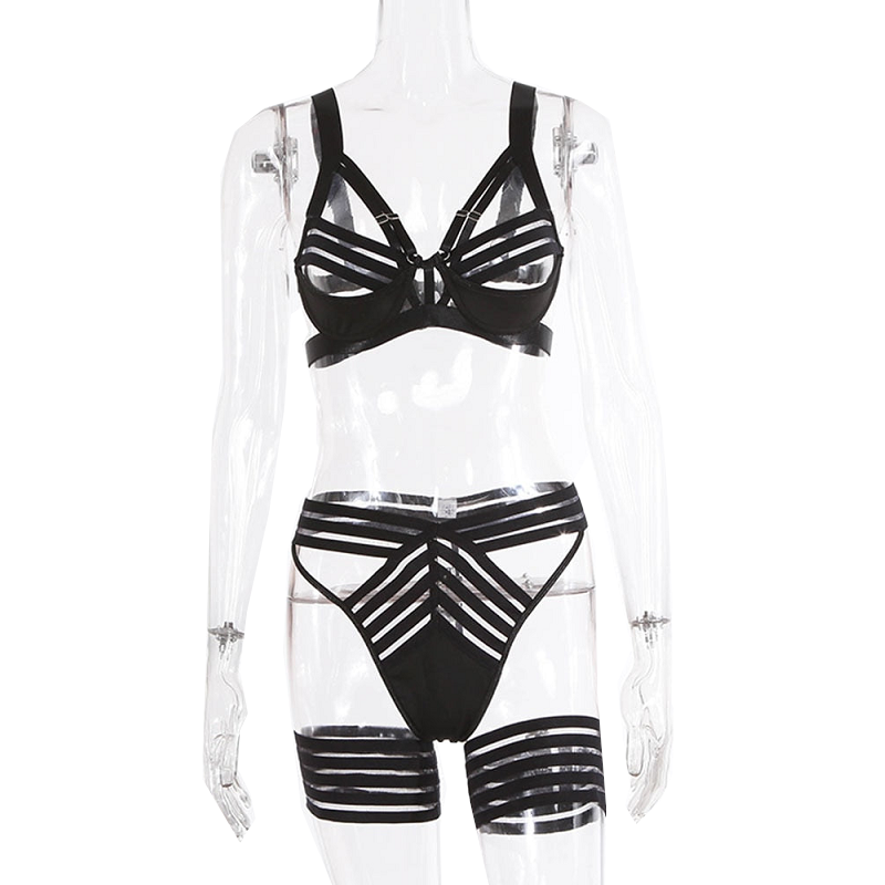 House Of Dasein Hollow Out Strappy Black Bondage Fetish Lingerie Women - S