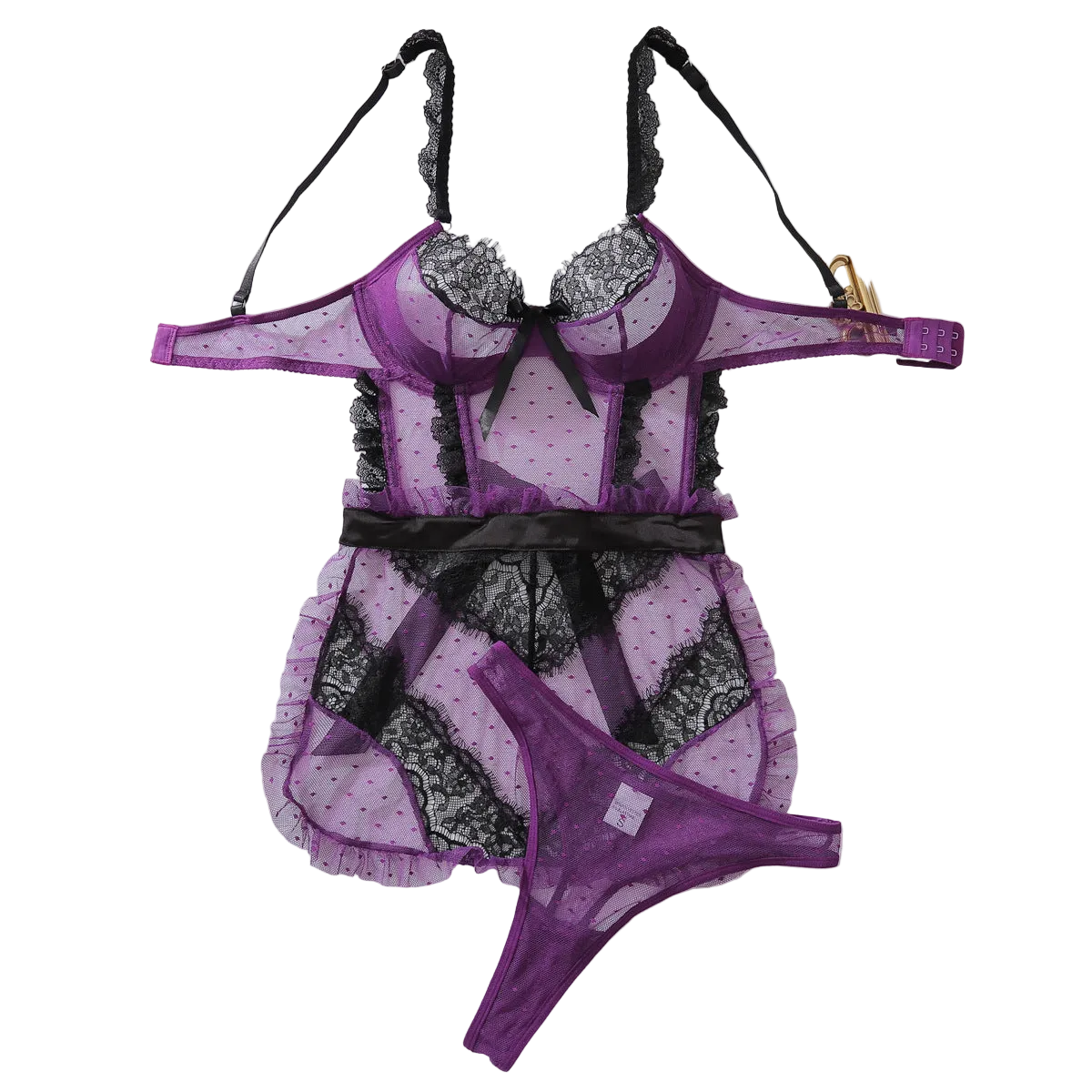 House Of Dasein Backless Jumpsuit Dark Purple L Women's Lingerie House of Dasein Main image