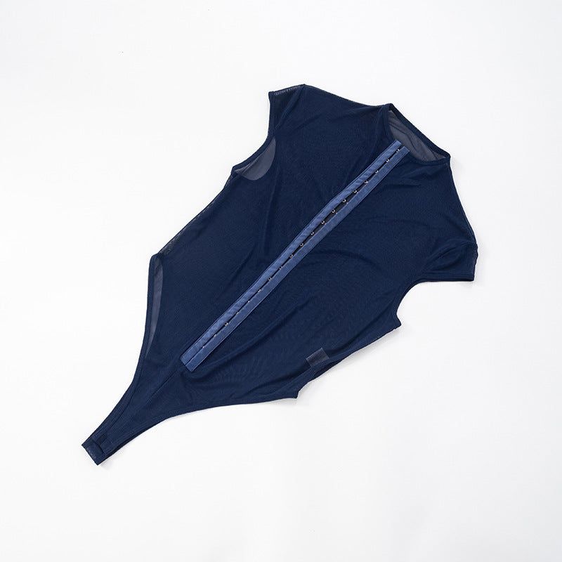 Metal Buckle Mesh Jumpsuit Blue L Women's Lingerie unbranded Main image