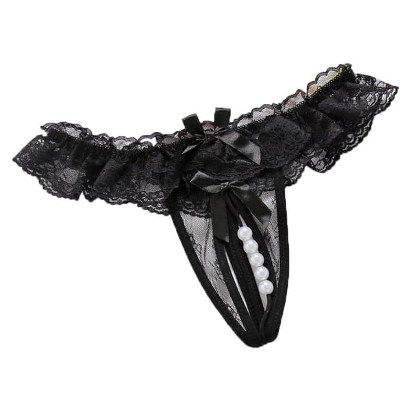 Mei Nell Lace Hollow T Panties Black Free Size Secondary image