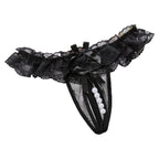 Mei Nell Lace Hollow T Panties Black Free Size Women's Lingerie unbranded
