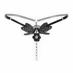 Adjustable Low Waist Lace Thong Black Free Size Women's Lingerie unbranded