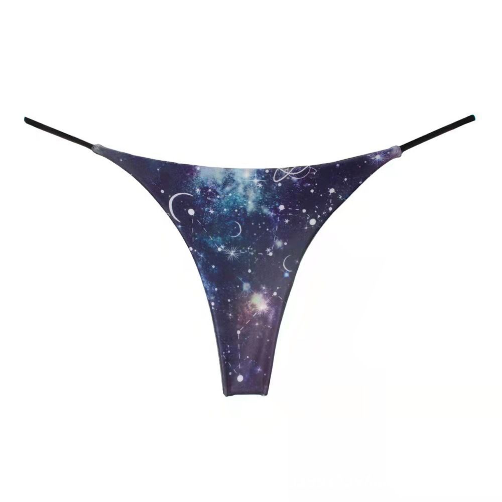 Women Milk Silk Low Waist Bikini Thong Starry sky Size: L; Recommended weight (kg): 54 - 61; Waist (cm): 70 - 76; Hip (cm): 90 - 94; Suitable fit: slightly full build