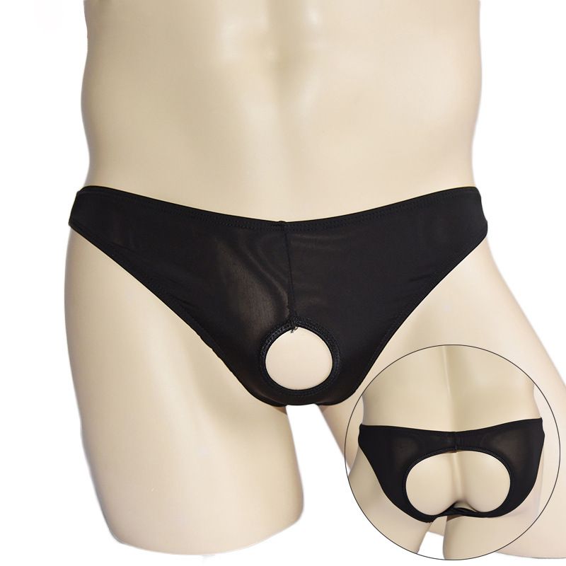 Ye Zimei Ice Silk Open Crotch Briefs Black Women's Lingerie unbranded