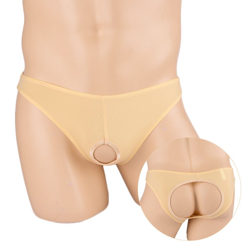 Ye Zimei Men Ice Silk Open Crotch Briefs Flesh color All yards
