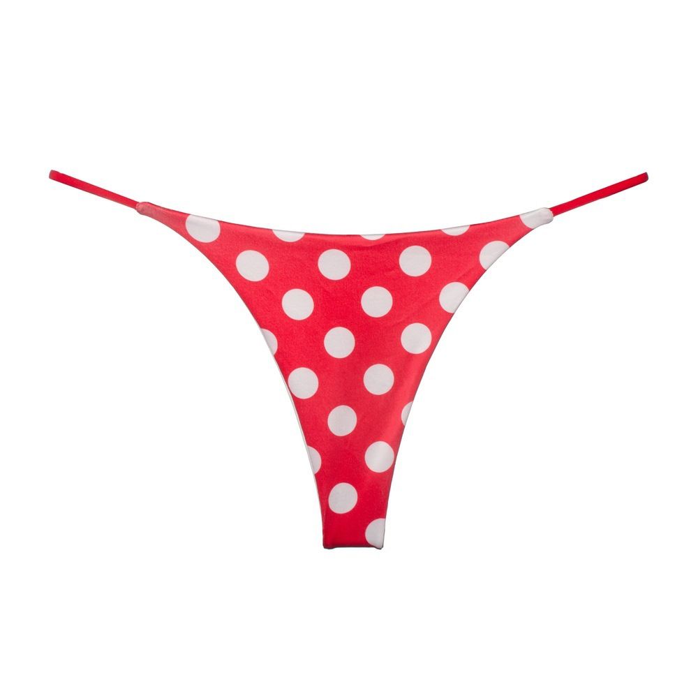 Women Milk Silk Low Waist Bikini Thong Red White Dot Size: L; Recommended weight (kg): 54 - 61; Waist (cm): 70 - 76; Hip (cm): 90 - 94; Suitable fit: slightly full build