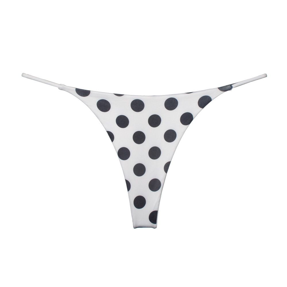 Milk Silk Low Waist Bikini Thong White Black Dot L Women's Lingerie unbranded Main image