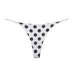 Milk Silk Low Waist Bikini Thong White Black Dot L Women's Lingerie unbranded
