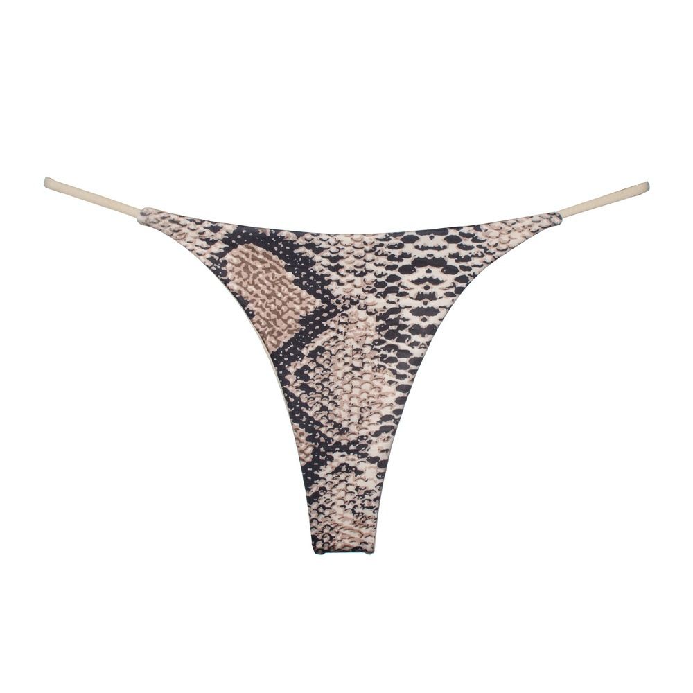 Women Milk Silk Low Waist Bikini Thong Snakeskin Size: L; Recommended weight (kg): 54 - 61; Waist (cm): 70 - 76; Hip (cm): 90 - 94; Suitable fit: slightly full build