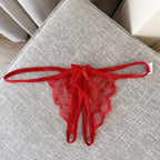 Lace Open Crotch Nylon T Pant Red Free Size Women's Lingerie unbranded