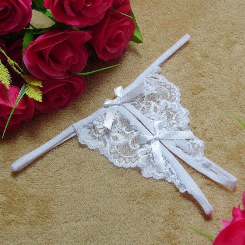Yunfangyan Lace T Panties Bow Crotch Free Nylon White [single bow]] Average size [40.00 kg-60.00 kg]