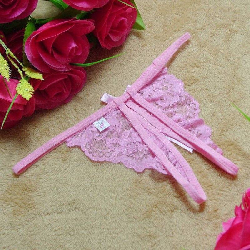 Yunfangyan Lace T Panties Bow Crotch Free Nylon Pink [single bow]] Average size [40.00 kg-60.00 kg]