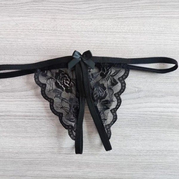 Yunfangyan Lace Bow Crotch Free Panties Black Women's Lingerie unbranded Main image