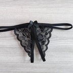 Yunfangyan Lace Bow Crotch Free Panties Black Women's Lingerie unbranded