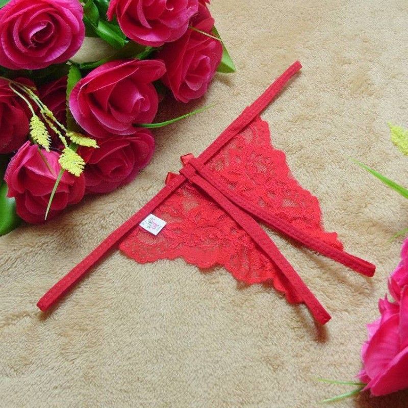 Yunfangyan Lace Bow Panties Red Women's Lingerie unbranded