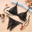 Yunfangyan Lace T Panties Bow Crotch Free Nylon Black [bra + underwear]] Average size [40.00 kg-60.00 kg]