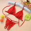 Yunfangyan Lace T Panties Bow Crotch Free Nylon Red [bra + underwear]] Average size [40.00 kg-60.00 kg]