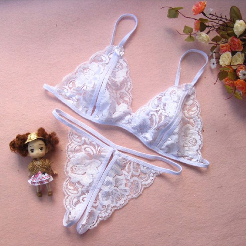 Yunfangyan Lace Bow Panty Set White Women's Lingerie unbranded