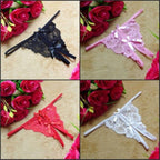 Yunfangyan Lace Bow Crotch Free Panty Set Red Women's Lingerie unbranded