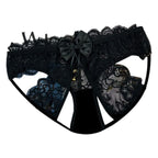 Open Crotch Lace Thong Black One Size Women's Lingerie unbranded
