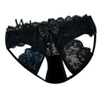Open Crotch Lace Thong Black One Size Women's Lingerie unbranded