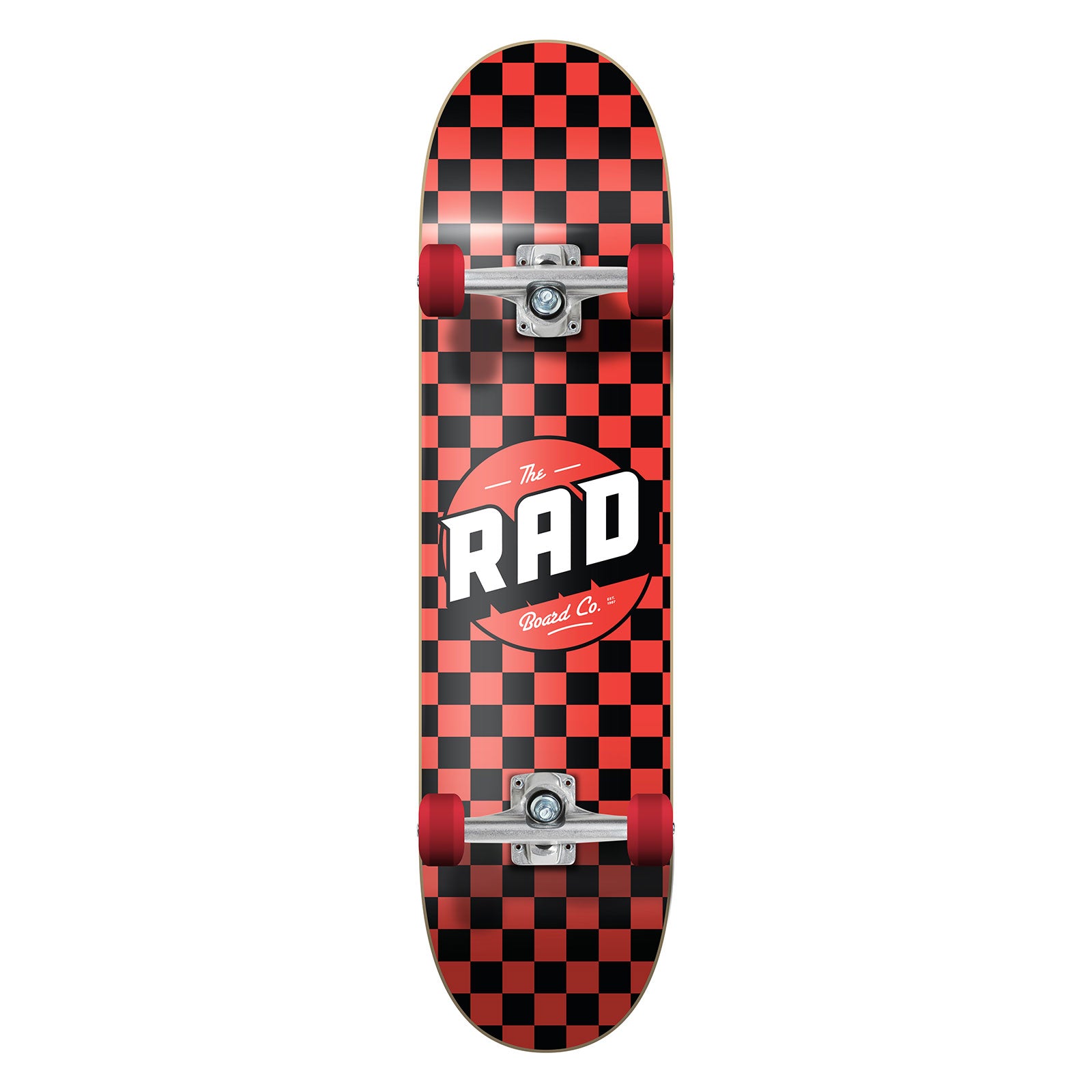Rad Complete Dude Crew 7" x 30" Skateboard - Checkers Black / Red Main image