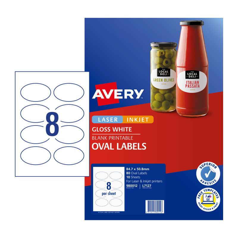 AVERY Label Oval L7137 8Up Pack of 10 Main image