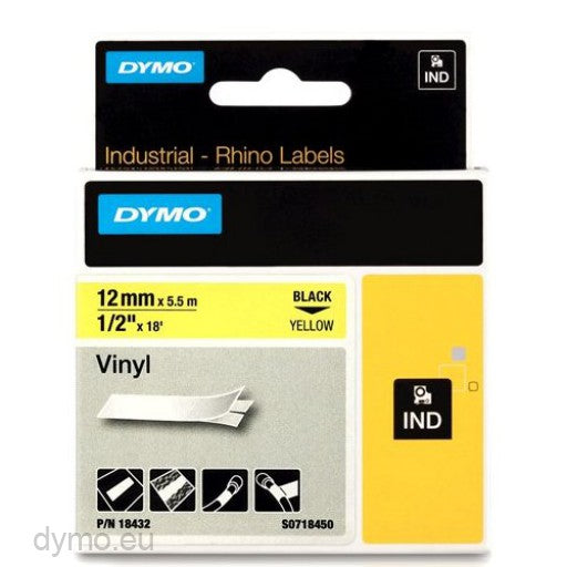DYMO Rhino Ny Label 12mm Black/Yellow Main image