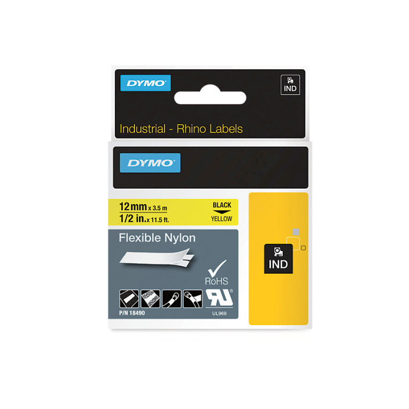 DYMO Rhino Ny Label 12mm Black/Yellow Secondary image
