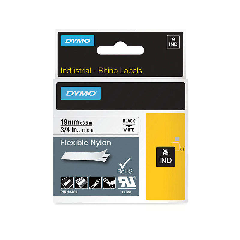 DYMO Industrial Rhino Flexible Nylon Label 19mm Black/Yellow Secondary image
