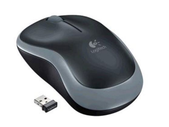 Logitech M185 Wireless Mouse Nano Receiver Grey 1-year battery life Logitech Advanced 2.4 GHz wireless connectivity Main image