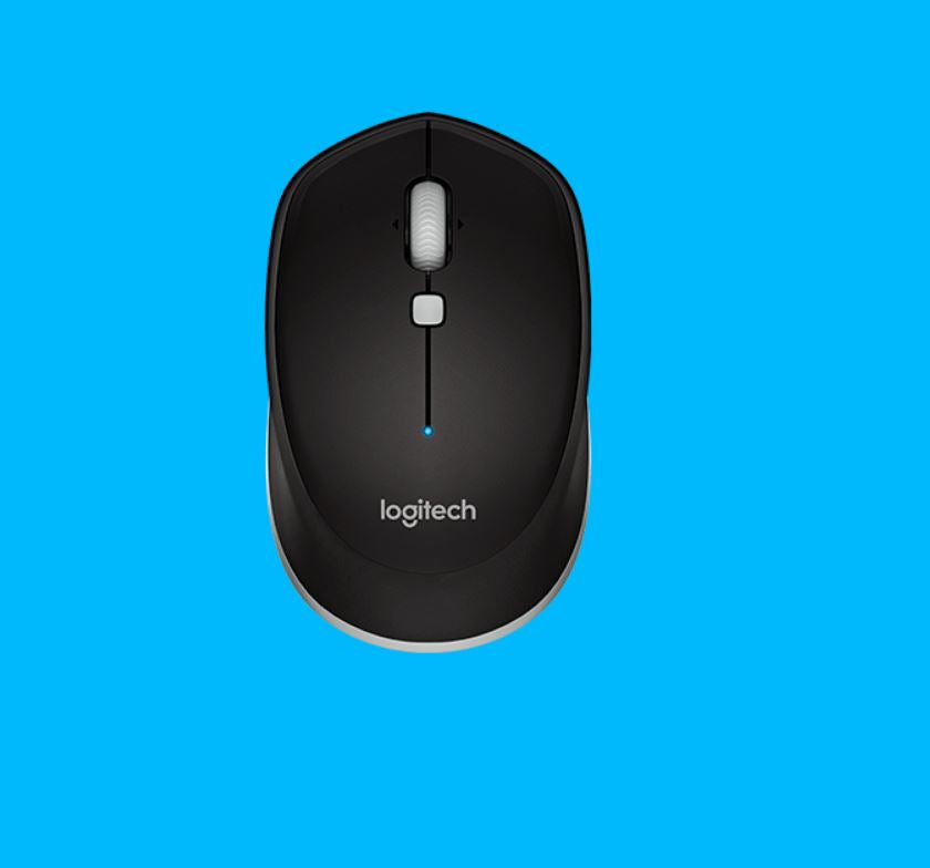 Logitech M337 Black Bluetooth Mouse Blue Compact design Curved shape with rubber grip Smart control and easy navigation Main image