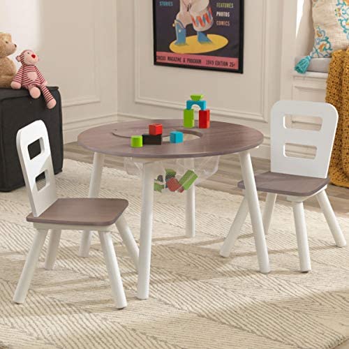 Round Table and 2 Chair Set for children (Grey) Secondary image