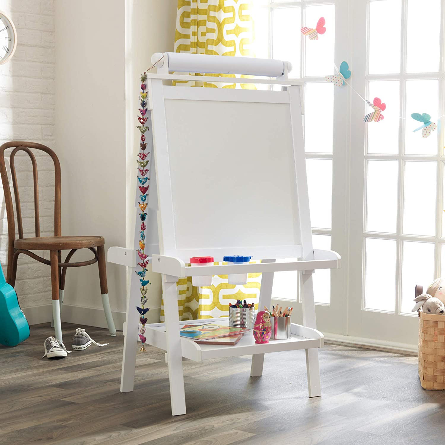 White Deluxe Wood Easel set for kids Secondary image