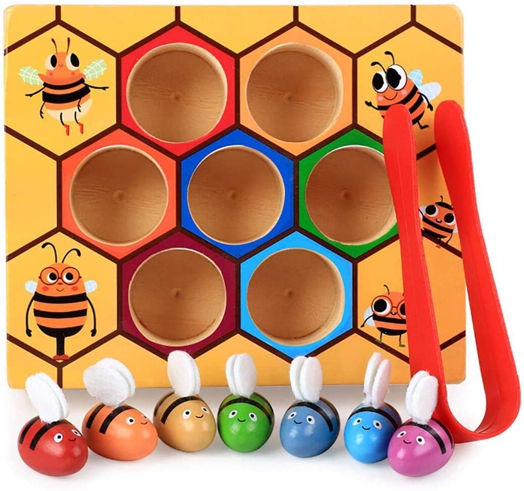 Wooden Bee Toddler Fine Motor Skill Toy - (Montessori Wooden Puzzle Early Learning Preschool Educational Kids) Main image