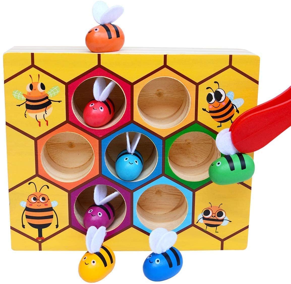 Wooden Bee Toddler Fine Motor Skill Toy - (Montessori Wooden Puzzle Early Learning Preschool Educational Kids) Secondary image