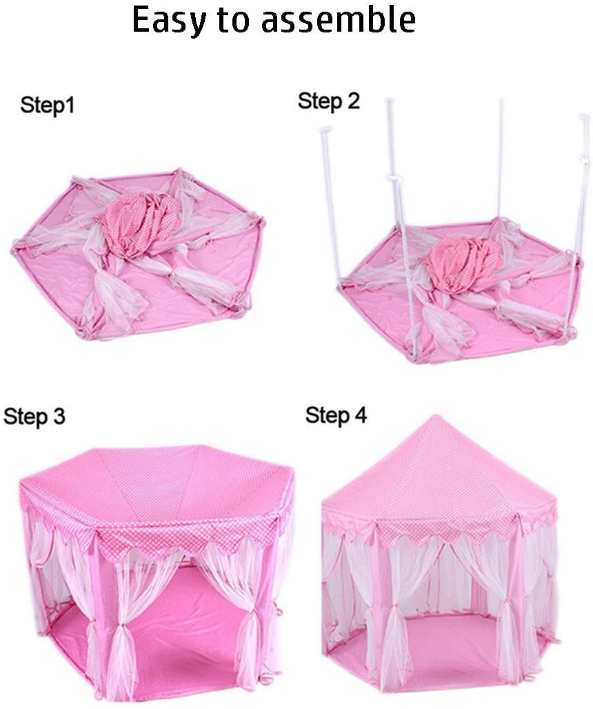 Princess Indoor Playhouse Toy Play Tent for Kids Toddlers with Mat Floor and Carry Bag (Pink) Secondary image