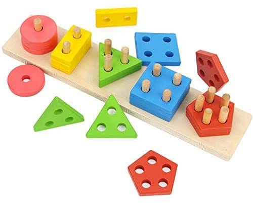 Wooden Educational Preschool Blocks Puzzle for 3 to 5 Year Old Kids Toys Main image
