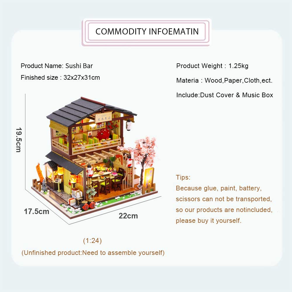 Dollhouse Miniature with Furniture Kit Plus Dust Proof and Music Movement - Asia (1:24 Scale Creative Room Idea) Secondary image