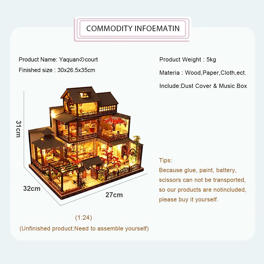 Dollhouse Miniature with Furniture Kit Plus Dust Proof and Music Movement - Giant Asia (1:24 Scale Creative Room Idea) Secondary image
