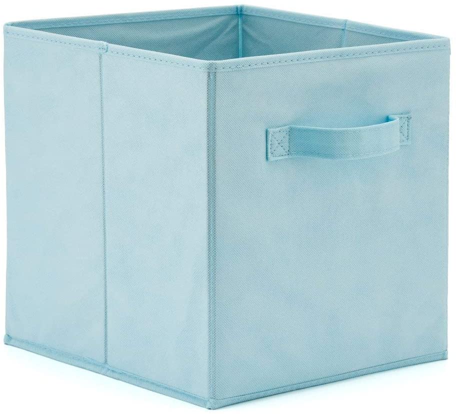 Pack of 6 Foldable Fabric Basket Bin Storage Cube for Nursery, Office and Home Decor (Baby Blue) Secondary image
