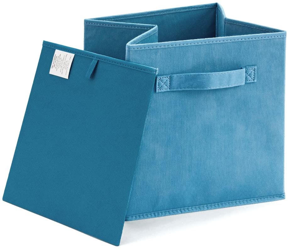 Pack of 6 Foldable Fabric Basket Bin,  Collapsible Storage Cube for Nursery, Office, Home Decor, Shelf Cabinet, Cube Organizers (Niagra Blue) Secondary image