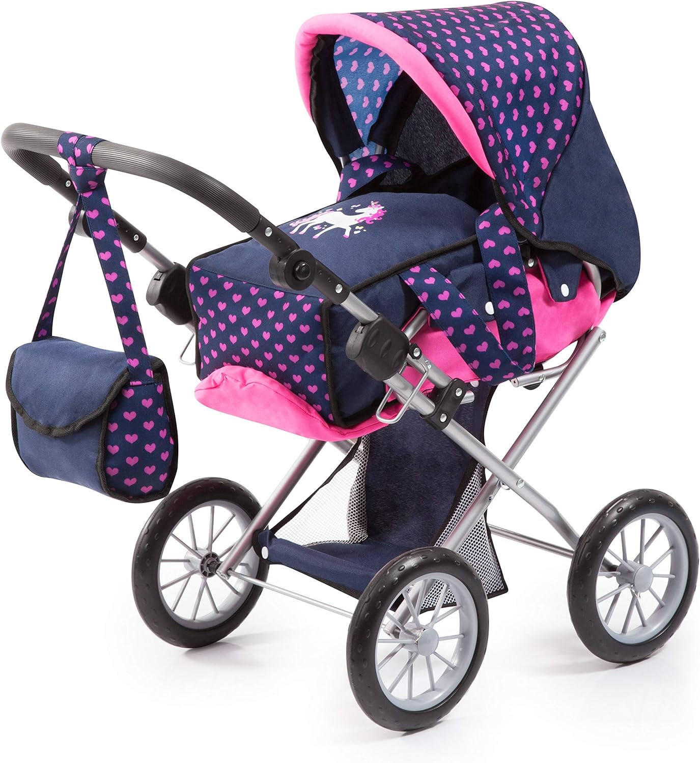 Baby Doll City Star Pram in Polka Dots, Blue and Pink Main image