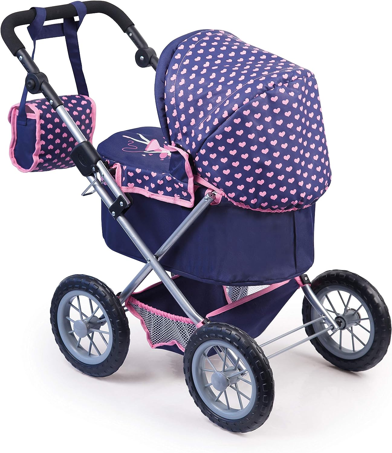 Trendy Dolls Pram, Foldable with Height-Adjustable Handle, Blue and Pink Secondary image