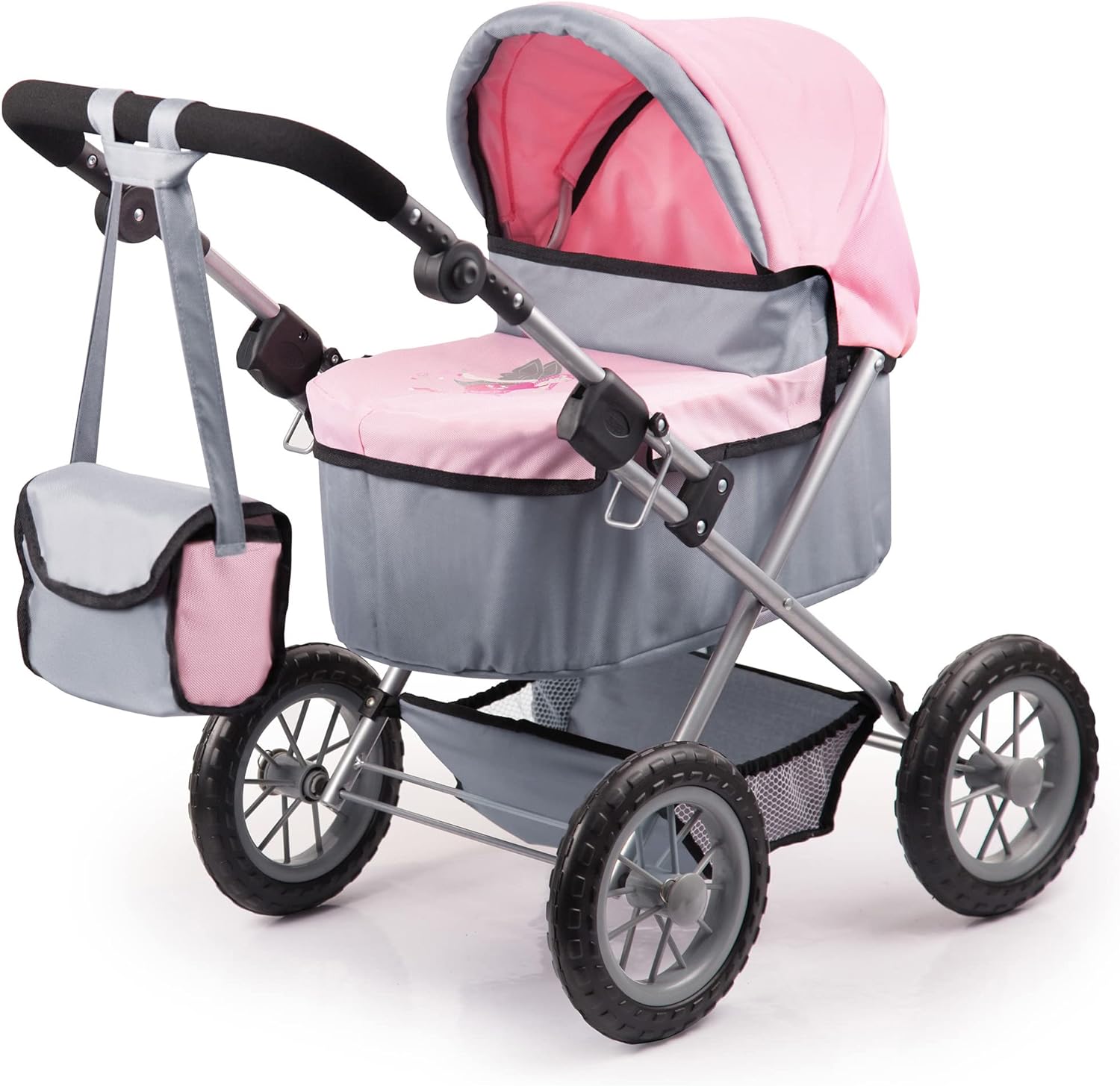 Trendy Dolls Pram & Travel Bed Set - Fairy, Pink, Grey Secondary image