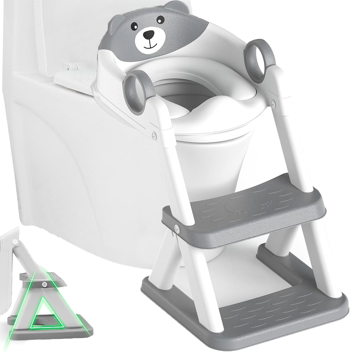 Potty Training Seat Ladder, Kids Boys Girls, Grey Main image