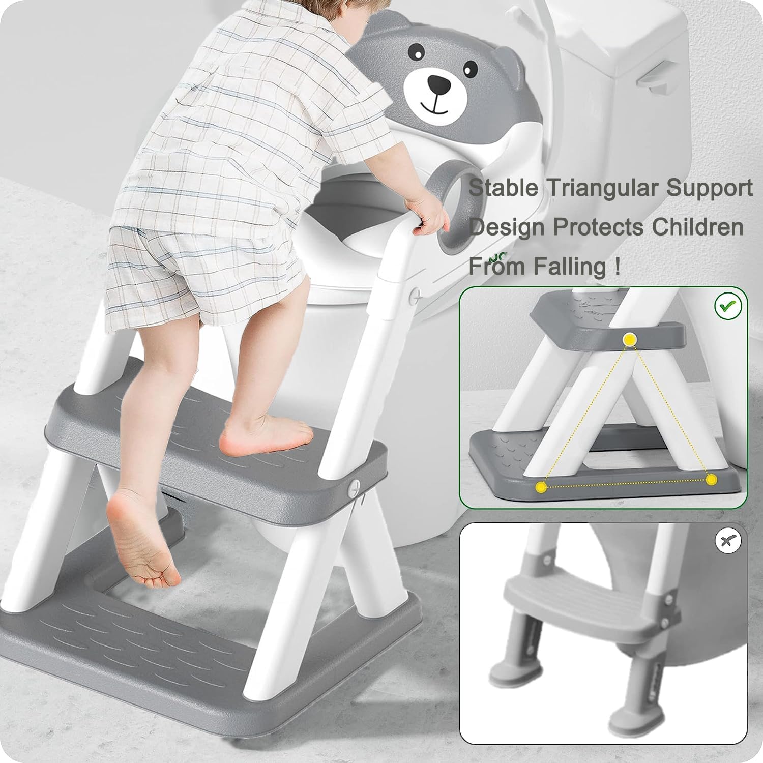 Potty Training Seat Ladder, Kids Boys Girls, Grey Secondary image